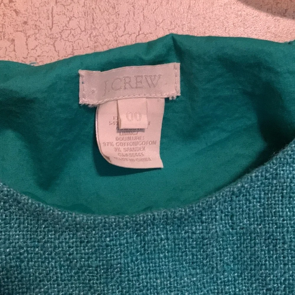 J. Crew Teal Textured Sheath Dress with Belt Tabs